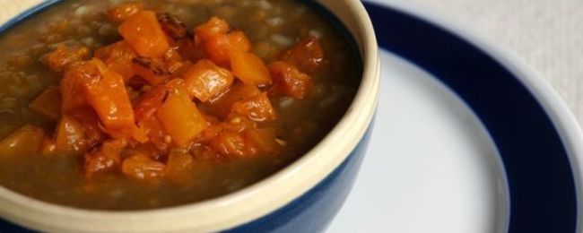 Lentejas con arroz y calabaza